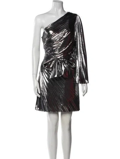 Pre-owned Milly Printed Mini Dress W/ Tags In Metallic/silver