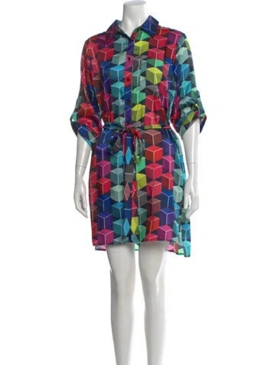 Pre-owned Milly Printed Mini Dress W/ Tags In Multi