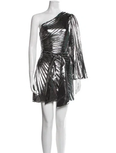 Pre-owned Milly Printed Mini Dress W/ Tags In Silver