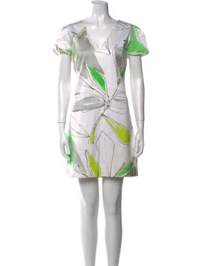 Pre-owned Milly Printed Mini Dress In White