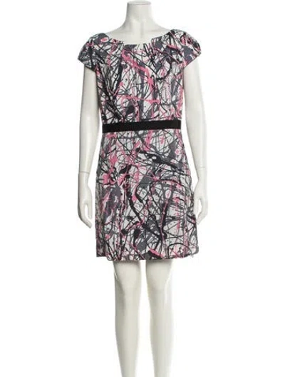 Pre-owned Milly Printed Mini Dress In White