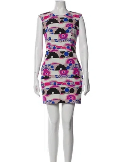 Pre-owned Milly Printed Mini Dress In White