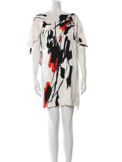 Pre-owned Milly Printed Mini Dress In White