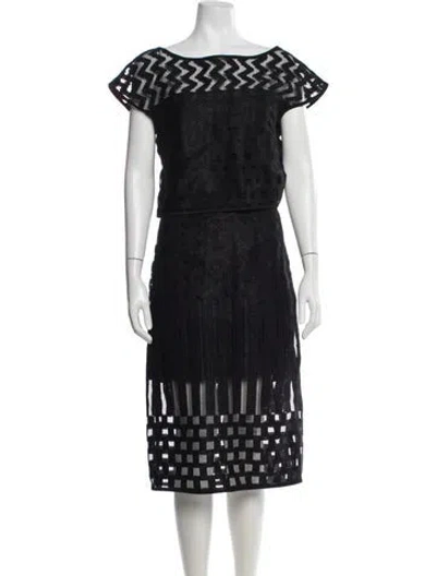 Pre-owned Milly Printed Skirt Set In Black