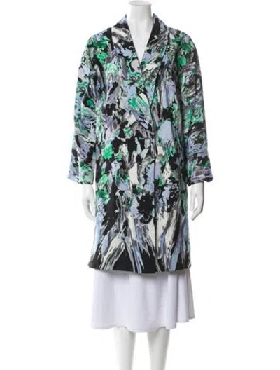 Pre-owned Milly Printed Trench Coat In Black