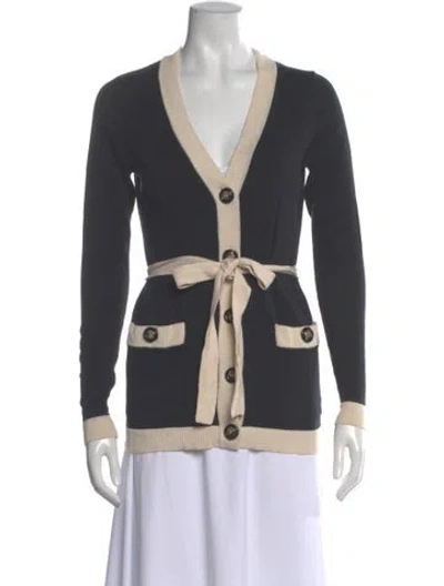 Pre-owned Milly Printed V-neck Sweater In Gray