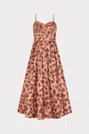 Milly Queen Leopard Print Taffeta Bustier Midi Dress In Brown