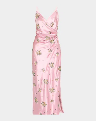 Milly Rae Floral Midi Dress In Pink