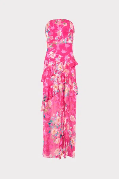 Milly Raelynn Burnout Maxi Dress In Pink