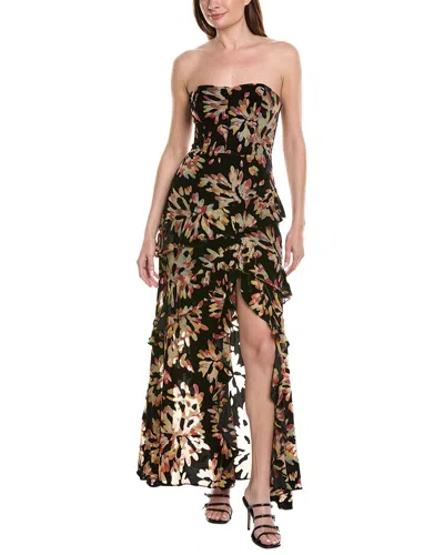 Milly Raelynn Confetti Burnout Velvet Ruffle Maxi Dress In Multi