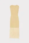 Milly Raz Metallic Fringe Midi Dress In Nude