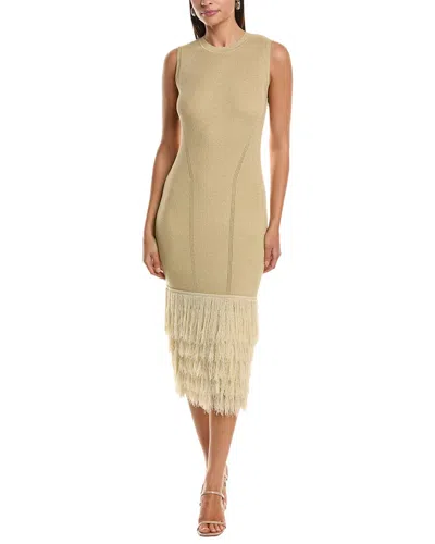 Milly Raz Metallic Rib Dress In Gold