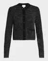 Milly Reece Metallic Button-front Cardigan In Black