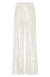 Milly Reed Solid Sequin Pants In White