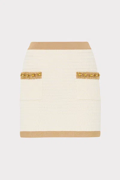Milly Reggie Gold Embellished Mini Skirt In Neutral