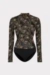 Milly Ren Metallic Mesh Bodysuit In Multi
