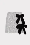 Milly Rhea Velvet Bow Detail Sequin Miniskirt In Silver