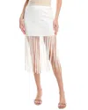 Milly Rib Fringe Midi Skirt In White