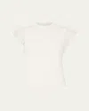 Milly Ribbed Chiffon Flutter-sleeve Top In Ecru