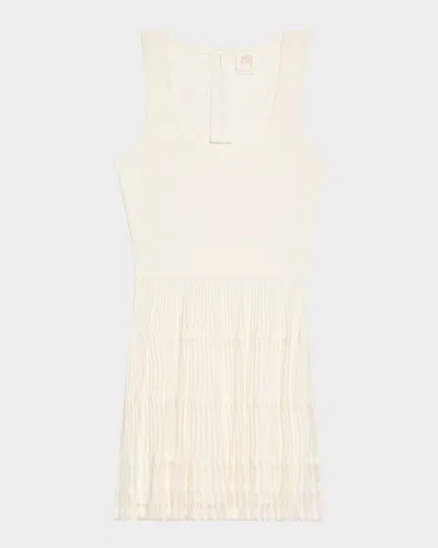 Milly Ribbed Sheer-knit Mini Dress In Ecru