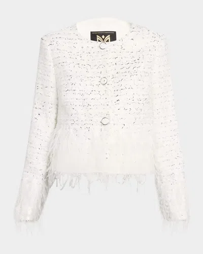 Milly Richele Metallic Tweed Button-front Jacket In Neutral