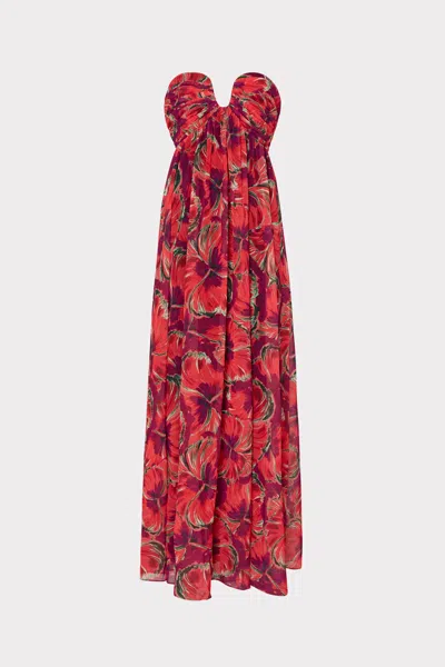Milly River Windmill Floral Maxi Dress In Red
