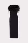 Milly Robena Feather Embellished Midi Dress In Black