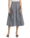 Milly Robin Gingham Midi Skirt In White
