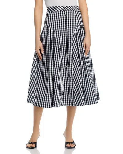 Milly Robin Gingham Midi Skirt In Black