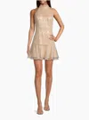 Milly Rochel Halter Dress In Gold