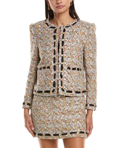 Milly Roman Gold Tweed Ribbon Jacket In Yellow