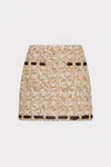 Milly Romina Tweed Ribbon Mini Skirt In Gold