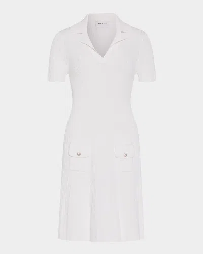 Milly Romy A-line Rib Knit Mini Dress In White