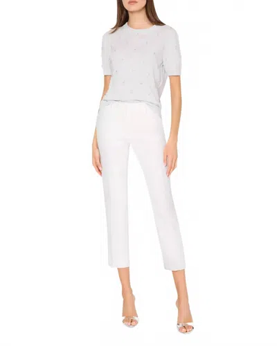 Milly Rosalyn Rhinestone Crew Neck Top In Light Blue Melange In White