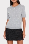Milly Rosalyn Rhinestone Embellished Crewneck Top In Gray