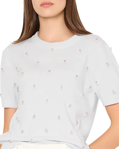 Milly Rosalyn Short Sleeve Sweater In White