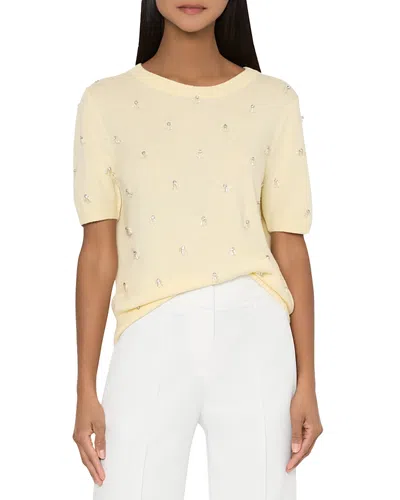 Milly Rosalyn Short Sleeve Sweater In Yellow