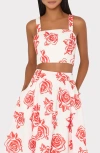 Milly Rose Embroidered Cotton Crop Top In Red/white