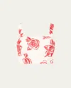 Milly Rose Embroidered Cotton Crop Top In Red/white