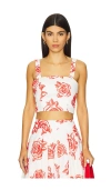 Milly Rose Embroidered Cotton Crop Top In Red