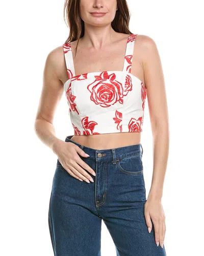 Milly Rose Embroidery Square Neck Top In Animal Print