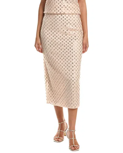 Milly Rosemary Sequin Embroidered Netting Midi Skirt In Neutral