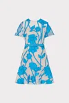Milly Rosie Floral Applique Flounce Mesh Mini Dress In Blue