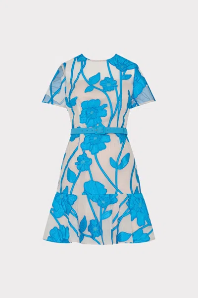 MILLY ROSIE GRAND FLEUR EMBROIDERED MINI DRESS