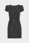 Milly Rowen Beaded Tweed Mini Dress In Black