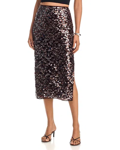 Milly Roxanne Paillette Midi Skirt In Brown