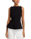 Milly Ruby Crystal-bow Sleeveless Cady Top In Black