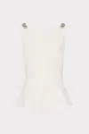 Milly Ruby Cady Crystal Bow Sleeveless Top In White