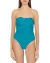 Milly Cabana Solid Ruched One Piece In Sea Foam Green