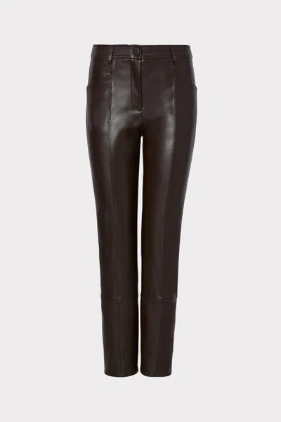 Milly Rue Vegan Leather Pants In Chocolate